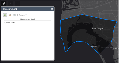 Area measurement result with geometry on map Area measurement result with geometry on map